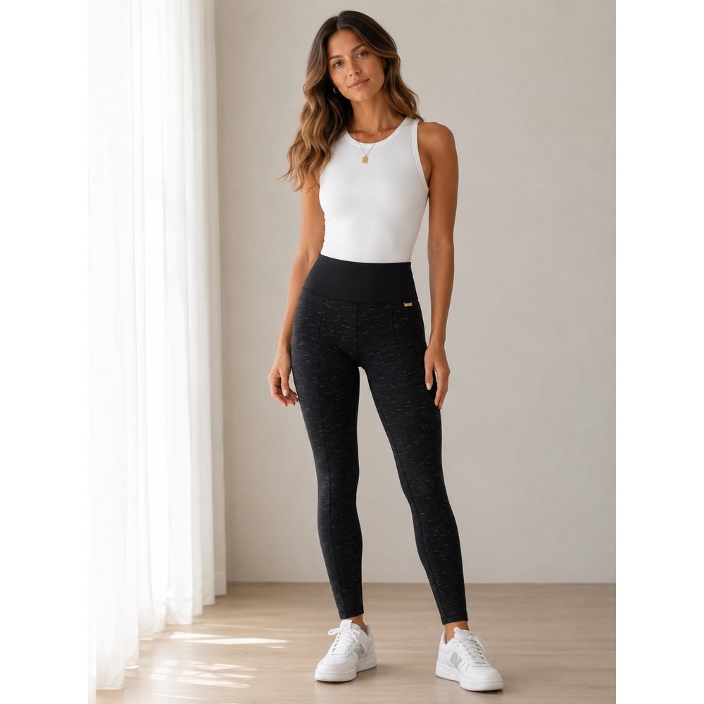 Calvin Klein Black Space Dye High Rise Seamed Leggings Womens Medium H63
